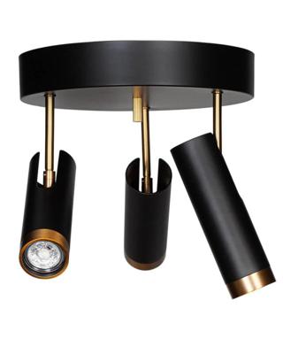 Ronde plafondlamp zwart & goud met 3 verstelbare GU10 spots By Rydens Puls