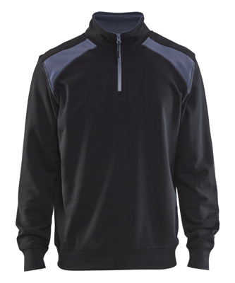 Blåkläder Sweatshirt bicolour met halve rits 33531158 | Zwart/Grijs | Maat XS - 7330509456392