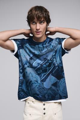 T-shirt met korte mouwen en mozaïek - BLUE - S