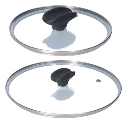 Secret de Gourmet - Set van 2x universele glazen pannendeksels - voor pannen van dia 16 en 24 cm