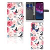 Motorola One Action Hoesje Butterfly Roses