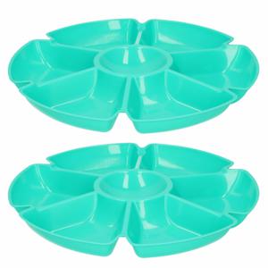 Excellent Houseware Hapjes/chips serveerschaal - set 2x stuks - turquoise - 29 cm