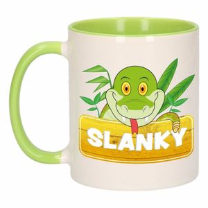 Slangen theebeker groen / wit Slanky 300 ml