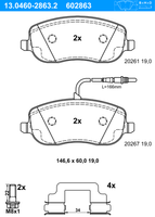 Remblokkenset, schijfrem ATE, u.a. fÃ¼r CitroÃ«n, Fiat, Peugeot, Lancia