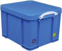 Really Useful Box opbergdoos 35 liter, neonblauw met witte handvaten - thumbnail