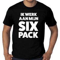 Ik werk aan mijn SIX Pack fun t-shirt zwart voor heren 2XL  - - thumbnail