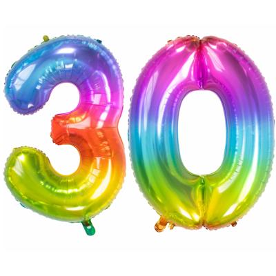 Folat Verjaardag Leeftijd folieballon - 30 jaar - multi kleuren - 86 cm - cijferballon groot