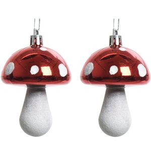 16x Kerstboomhangers rode paddenstoelen 7 cm kerstversiering