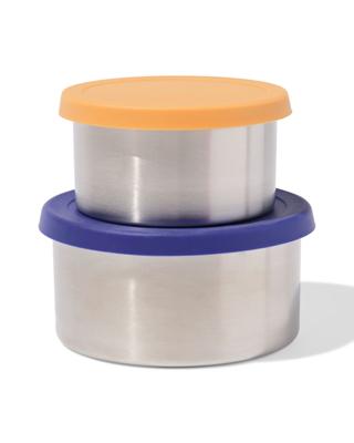 051 Snackboxjes Rvs Bruin-donkerblauw - 2 Stuks