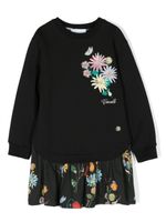 Roberto Cavalli Junior robe-sweat à fleurs - Noir