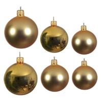 Glazen kerstballen pakket goud glans/mat 16x stuks diverse maten - Kerstbal - thumbnail