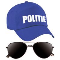 Politie agent verkleed setje pet/cap en donkere zonnebril - Verkleedhoofddeksels - thumbnail