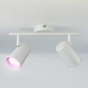 HOFTRONIC SMART Riga Smart LED Plafondlamp 2 spots Wit - Draaibaar en Dimbaar - 2 lichts Dubbel - GU10 RGBWW - Plafondspot woonkamer en gang - Opbouwspot verlichting - Google Home & Amazon Alexa