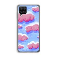 Roze wolken met vogels: Samsung Galaxy A12 Transparant Hoesje