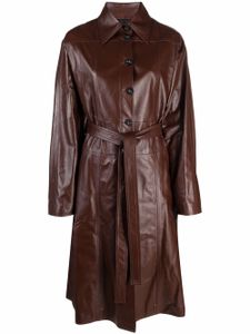 AMBUSH trench en cuir à taille ceinturée - Marron