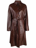 AMBUSH trench en cuir à taille ceinturée - Marron