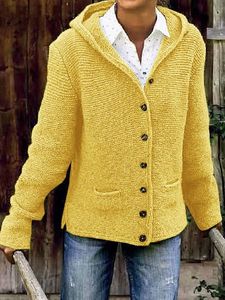 Hooded Buttoned Knitted Sweater coat