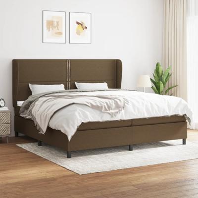 Boxspring met matras stof donkerbruin 200x200 cm