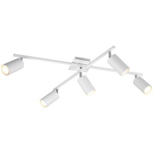 LED Plafondspot - Trion Mary - GU10 Fitting - 5-lichts - Rechthoek - Mat Wit - Aluminium