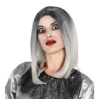Heks/zombie horror verkleed pruik grijs voor dames   - - thumbnail