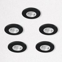 Kosnic Set van 5 Zwarte Inbouw Ledspot Erta, 6 Watt, Dimbaar, IP65