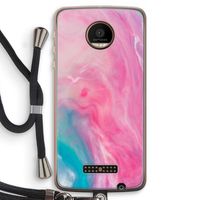 Roze explosie: Motorola Moto Z Force Transparant Hoesje met koord