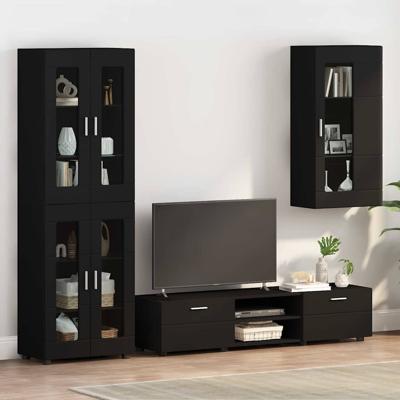 Wandkast met plank Zwart 55 x 29 x 100 cm Bewerkt hout