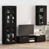 Wandkast met plank Zwart 55 x 29 x 100 cm Bewerkt hout