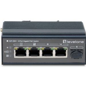 LevelOne IGP-0501 netwerk-switch Gigabit Ethernet (10/100/1000) Power over Ethernet (PoE) Zwart