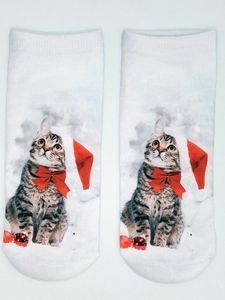 Christmas 3D Cat Pattern High Stretch Cotton Socks Festive Party Decorations