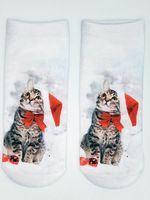 Christmas 3D Cat Pattern High Stretch Cotton Socks Festive Party Decorations - thumbnail