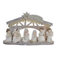 Kinder/kinderkamer kerststal met beelden/figuren wit 17 x 5 x 11