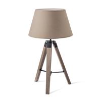 Moderne tafellamp Largo - taupe - tafellamp Hout vintage natuur inclusief lampenkap 30/20/17cm - tafellamp hoogte 56 cm - geschikt voor E27 LED lamp - Tafellamp geschikt voor woonkamer, slaapkamer, thuiskantoor