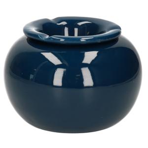 Terras asbak/stormasbak - rond - keramiek - 16 x 11 cm - blauw - Buiten asbakken