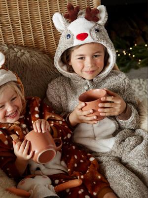 Onesie "Rendier" pluche-effect jongen mixed beige
