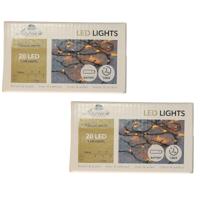 Kerstverlichting Ivy - 2x - 20 led lampjes - warm wit - 150 cm - lichtsnoer