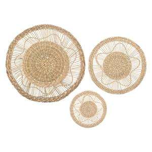 Wanddecoratie set - 3-delig - rond - riet - bohemian/boho stijl