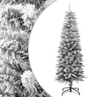 VidaXL Kunstkerstboom met sneeuw smal 150 cm PVC en PE - thumbnail