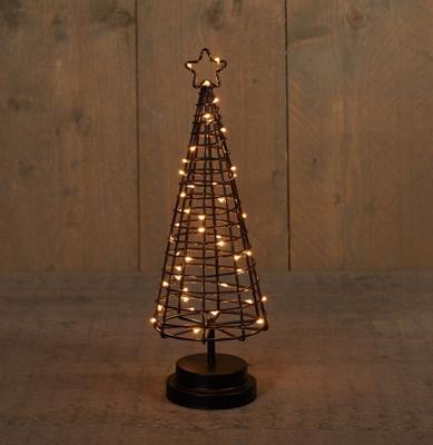 Batterijverlichting boom 3D zwart / koperdraad 45 LED classic 36 cm met timer - Annas collection