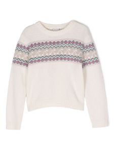 Bonpoint pull en maille intarsia - Blanc