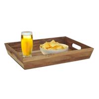Home Deco Factory dienblad van Acacia hout - 32 x 23 x 5 cm - bruin - Hoge opstaande rand