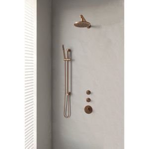 Thermostatisch Inbouwdoucheset Brauer Copper 20 cm Hoofddouche Wandarm Staafhanddouche op Glijstang Koper Brauer