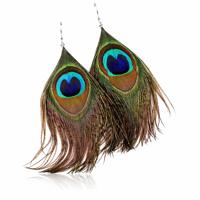 Dames oorbellen veren Pauw