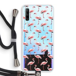 Flamingoprint groen: Huawei P Smart Pro Transparant Hoesje met koord