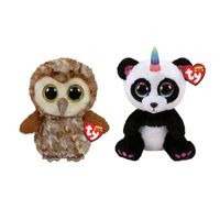 Ty - Knuffel - Beanie Buddy - Percy Owl & Paris Panda - thumbnail
