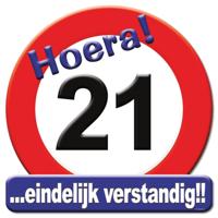 Paperdreams Kroonschild verkeersbord - 21 jaar