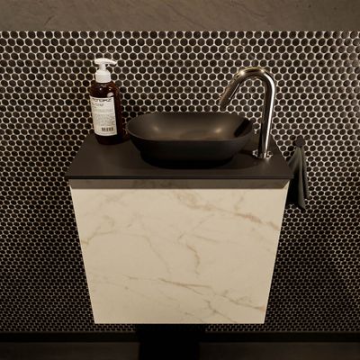 Mondiaz Fowy toiletmeubel 50cm Carrara met blad en waskom urban rechts 1 kraangat