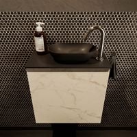 Mondiaz Fowy toiletmeubel 50cm Carrara met blad en waskom urban rechts 1 kraangat Mondiaz Fowy toiletmeubel 50cm Carrara met blad en waskom urban rechts 1 kraangat