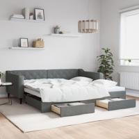 Slaapbank onderschuifbed en lades 100x200 cm stof donkergrijs
