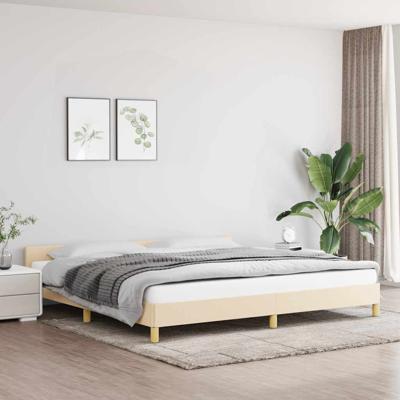 Bedframe zonder matras stof crèmekleurig 200x200 cm